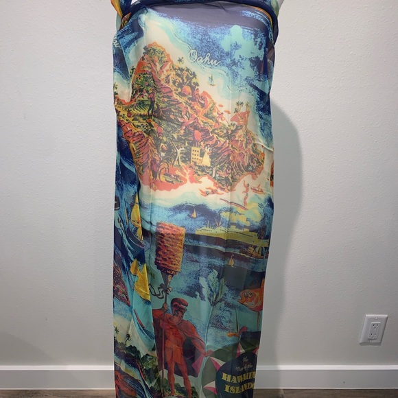 COPY -RARE BOHO Hawaiian Map Chiffon Sarong - Picture 7 of 8